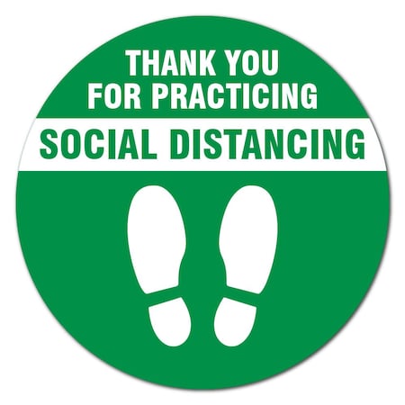 Signmission Thank You For Social Distance Green Non-Slip Floor Graphic, 7" x 7", FD-C-7-99994 FD-C-7-99994